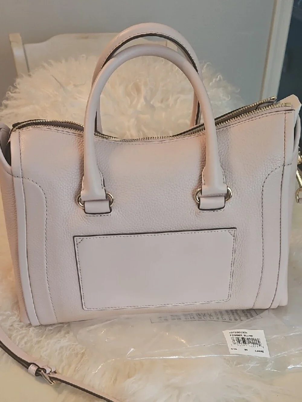 Michael Kors Powder Blush Pebbled Leather Satchel with Gold Hardware NWT